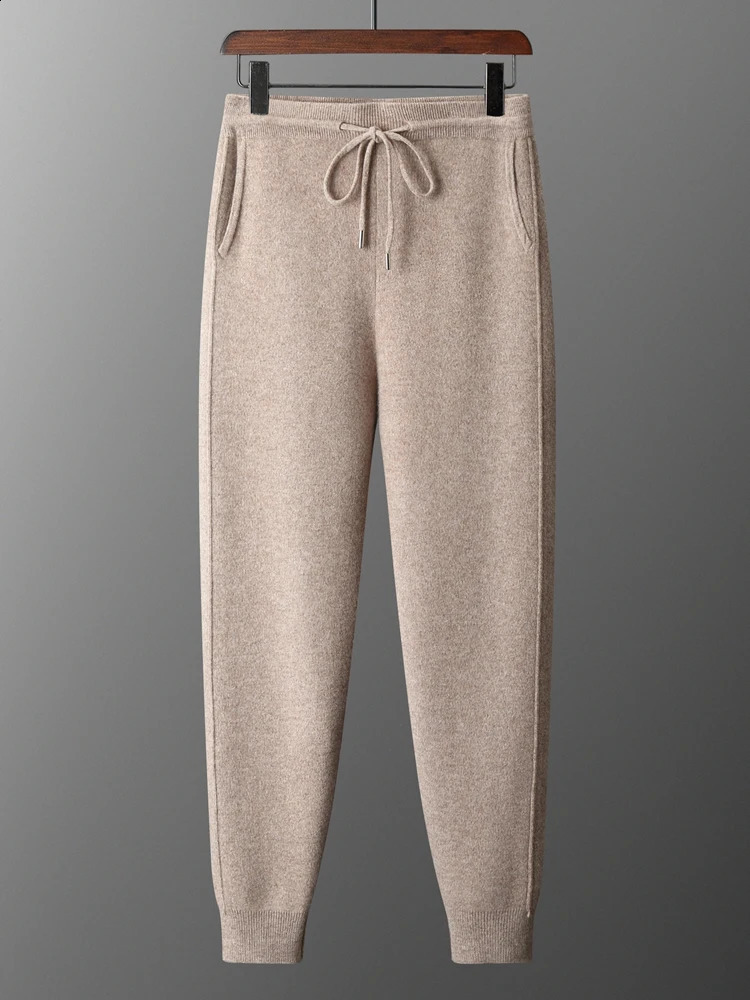 Mens Cashmere Pants Thick Warm 100 Merino Wool Pencil Autumn Winter Smart Casual Trousers Soft Quality Slack 241230