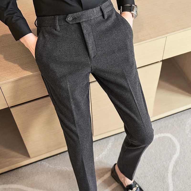 Autumn winter wool fabric thick suit pants high-quality mens clothing business ultra-thin mens clothing formal wear office social dress pants W241231