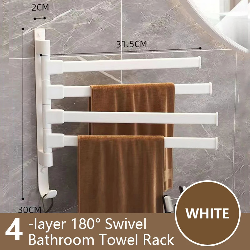 Bathroom Towel Rack Rotatable Towel Holder Space Aluminum 1/2/3/4/5-Bar Towel Hanger Kitchen Hanging Wall Mounted 241230