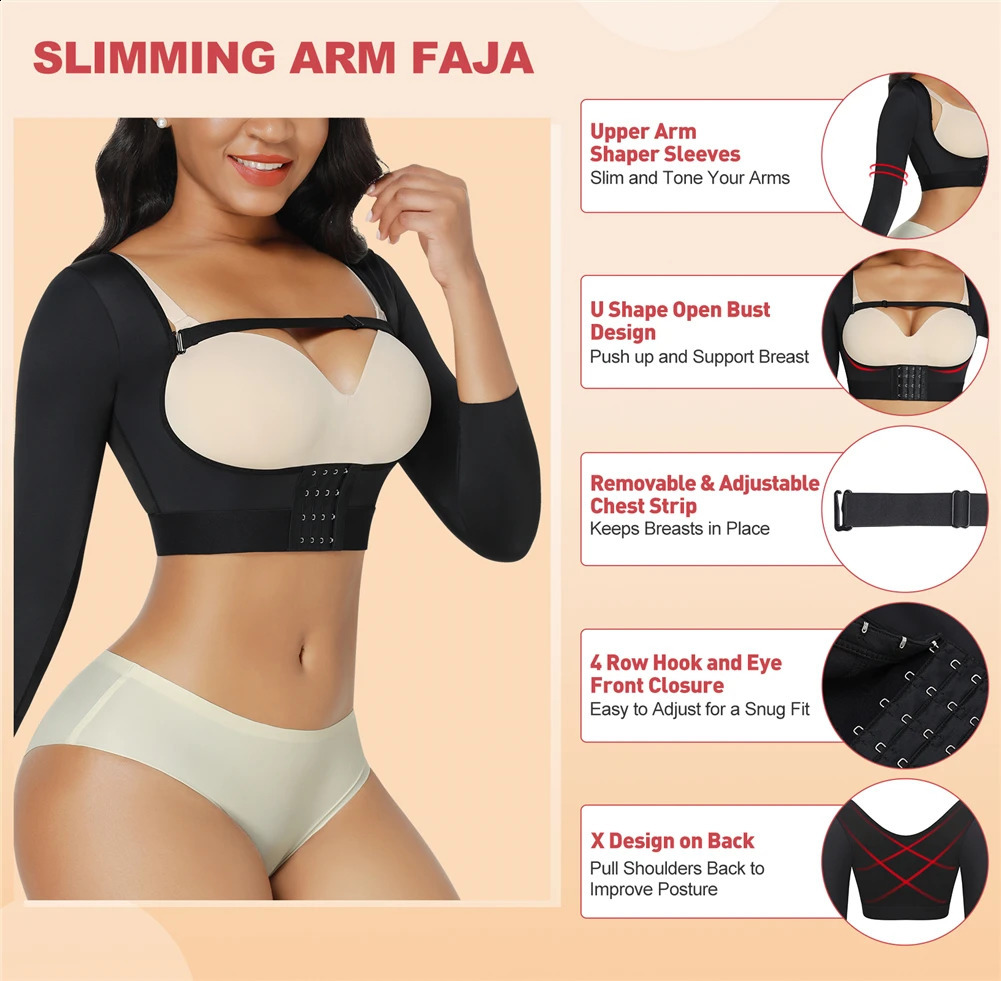Colombianas Arm Shaper Post Surgery Arm Compression Sleeves Lipo Garment Posture Corrector Shapewear Tops Women Corset 241231