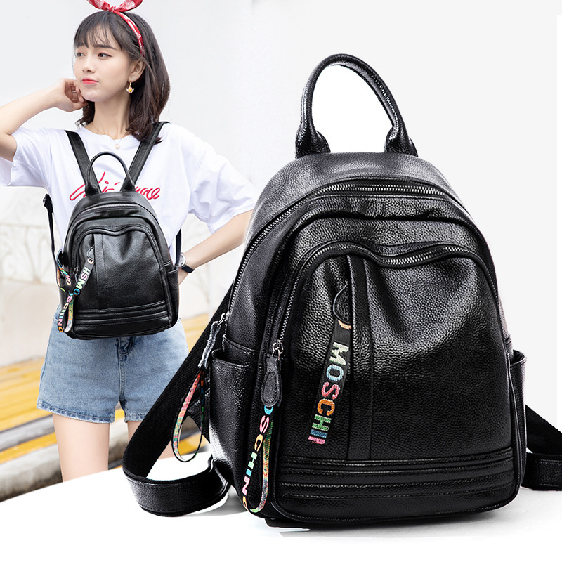 Shoulder 2022 new Korean version trendy versatile fashion cowhide women's casual travel bag soft leather backpack