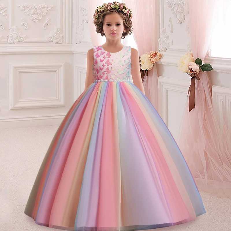 Girl Sleepless Flower Girl Wedding Dress Pearl Embroidery Long Dress Girl Dance Performance Model Walking Art Dress W241231