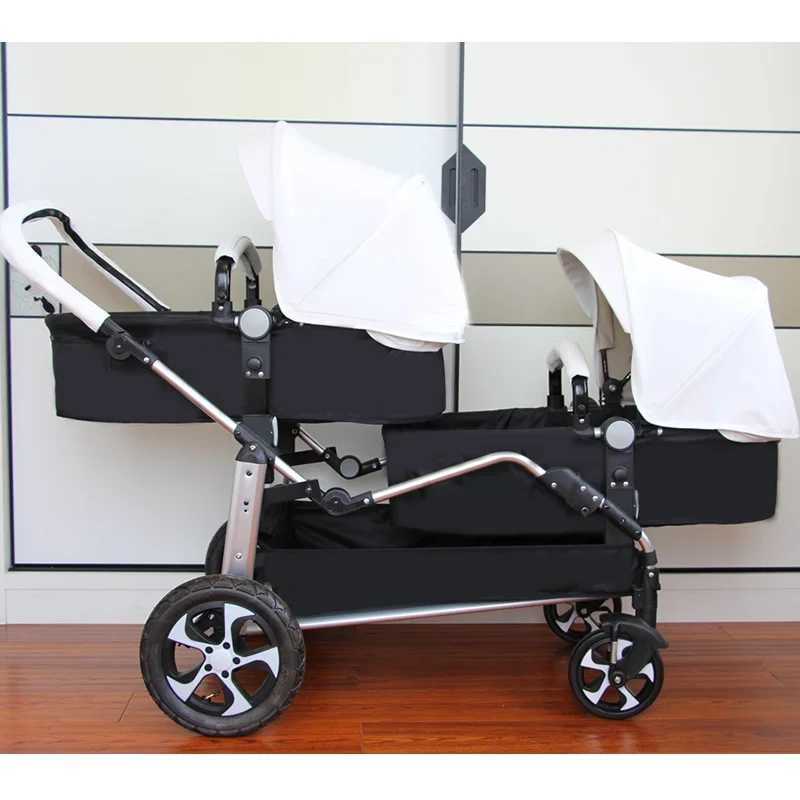 2024 New Luxury Pu leather baby strollerswhite twin strollerbaby carriagedouble strollertwins strollerEggshell baby carXJ241231