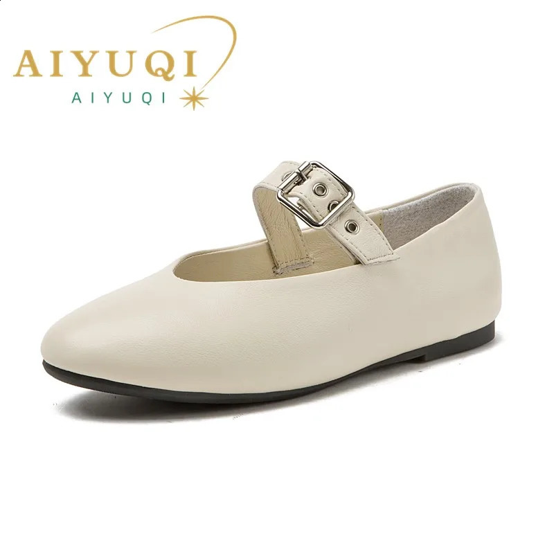 AIYUQI Women Mary Jane Shoes 2024 Autumn Natural Genuine Leather Vintage Pointed Toe Ballet Flat Casual Shoe 241225