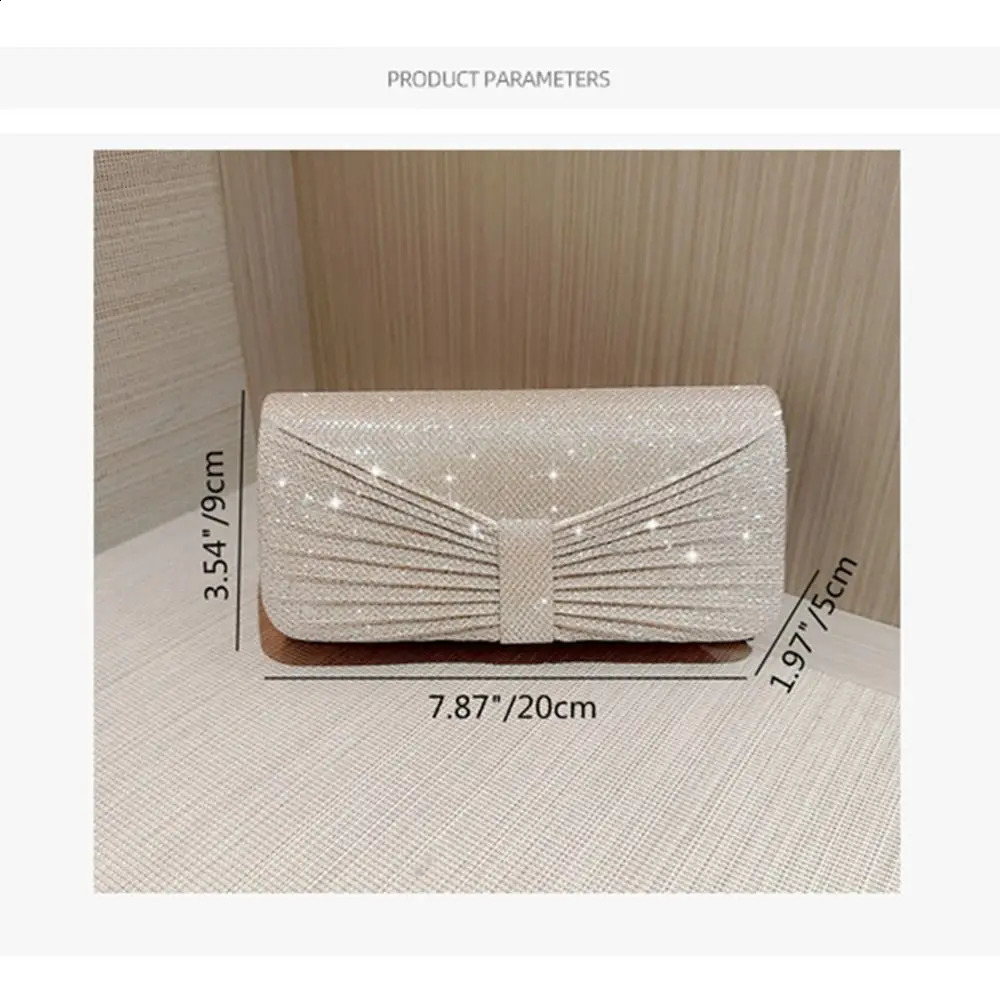 Gold Silver Evening Bag Women Elegant Fashion Banquet Clutch Chain Shoulder Bags Purse Female Wedding Party Bags 241231
