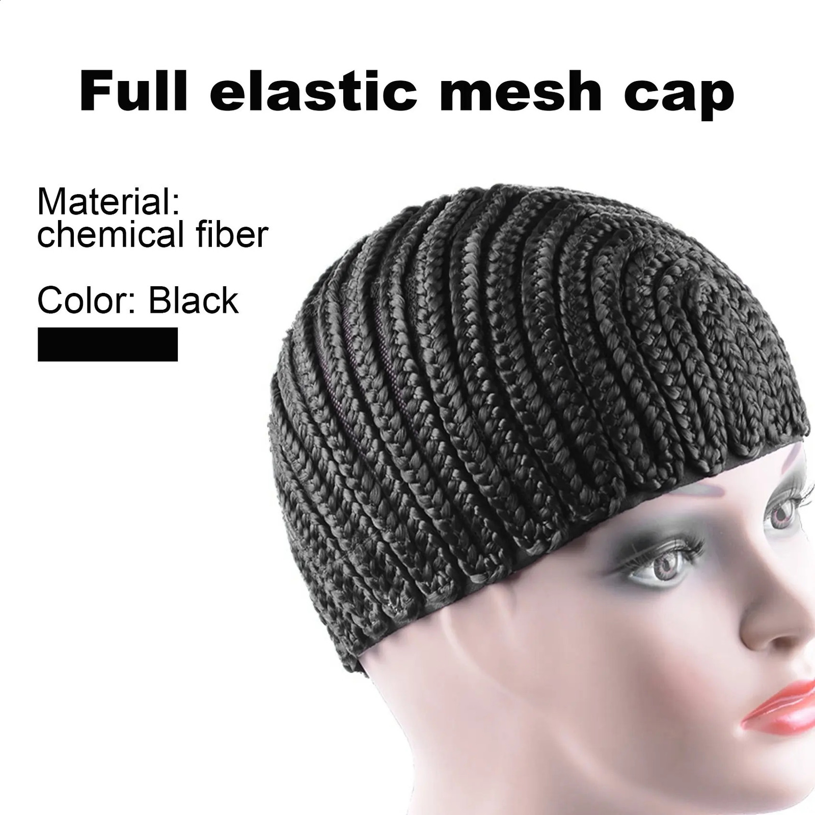 Super Elastic Cornrow Cap for Weave Crochet Braid Wig Caps for Making Wigs Top Quality Weaving Braid Cap Wig Net Black Color 1Pc 241230
