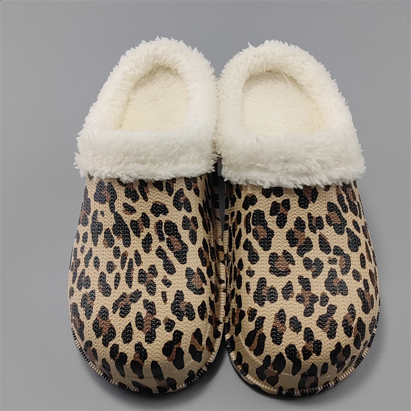 Daily home slippers indoor and outdoor warmth soft bottom home color leopard print wear-resistant unisex 240819