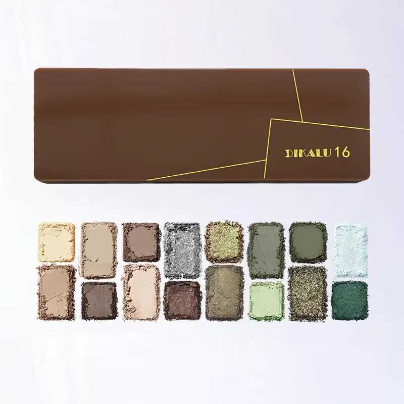 16 color eye shadow palette brown and green neutral and earth brown tones matte and glitter finish for eye makeup W241230