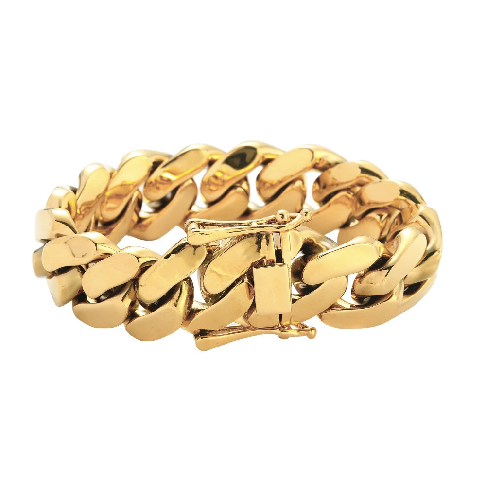 22MM Chunky Brass Cuban Bracelet Men Hip Hop Cuban Chain Bracelets BB041 241230