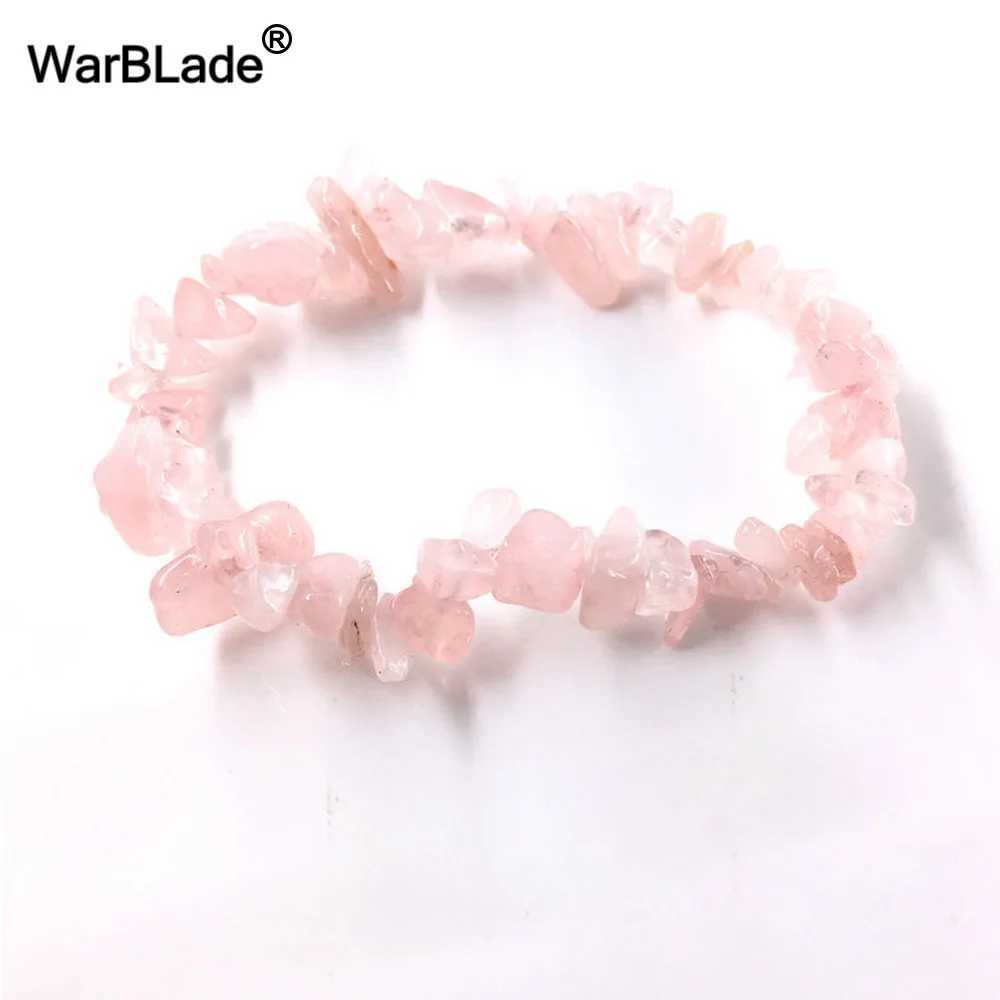 Natural gemstone bracelet amethyst irregular elastic chip bead gold quartz bracelet crystal wristband W241231