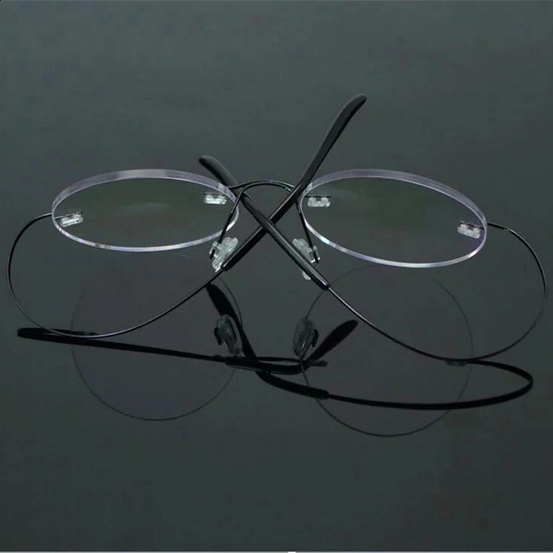 Steve Jobs Star Style Ultra-light Memory Rimless Round Myopia Eyeglasses Optical Glasses Frame Men Women Eyewear A1 241230