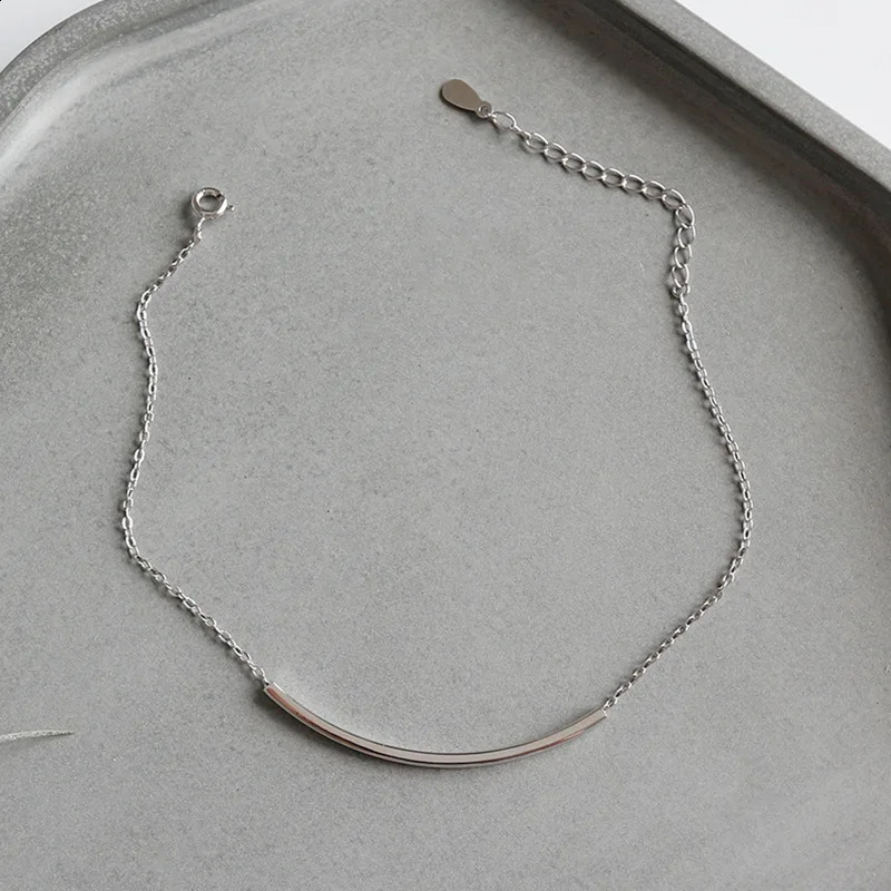 Womens Personalized Bar Anklets 925 Sterling Silver Pipe Tube Bar Ankle Bracelet Adjustable Link Chain Anklets 241226