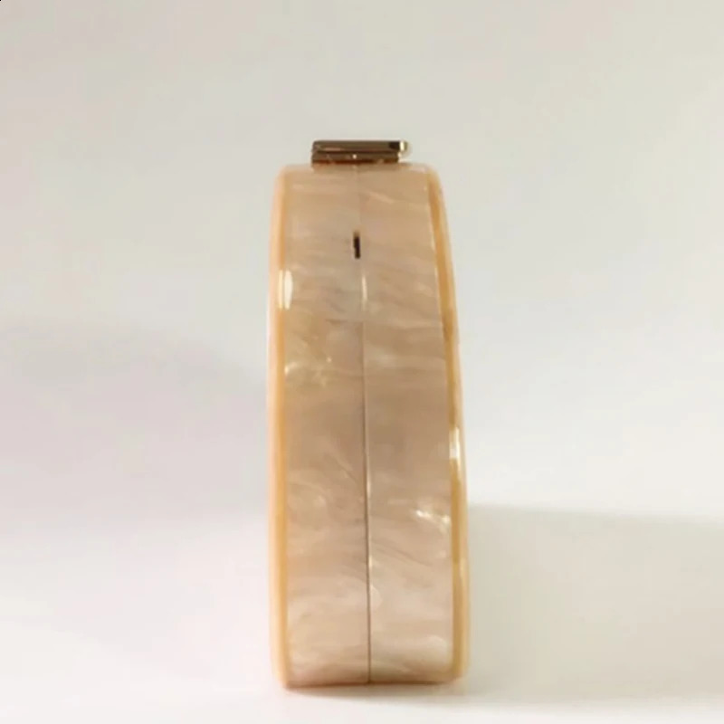 Acrylic Evening Bag Fashion Semicircle Chain Handbag Solid Champagne Clutch Purse Wedding Party Crossbody Wallet 241231