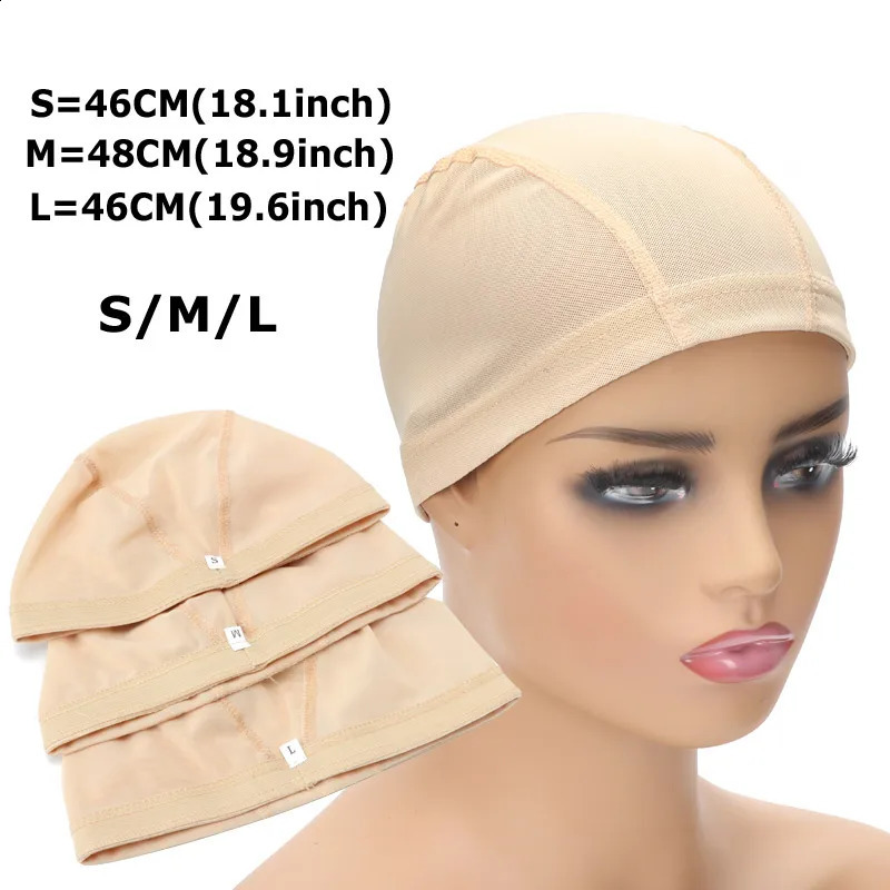 Wig Cap Mesh Bald Cap for Wigs Making 6 Pcs/Lot Stretchable Weaving Net Cap with Wide Elastic Band Black Color S/M/L Size 241230