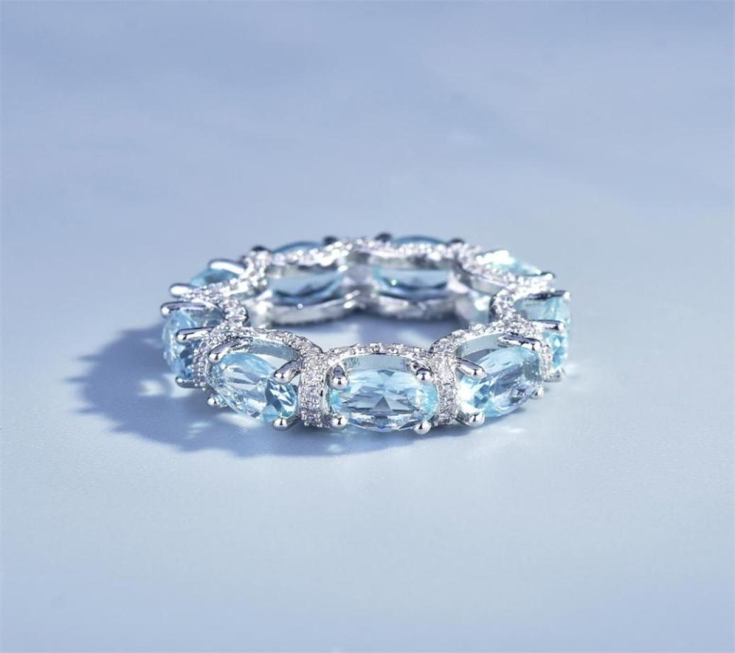 Fashion Jewelry Ring Microset full of diamonds Aquamarine Rings Galaxy Princess Lace Treasure Bracelet Colorful Treasure6495269
