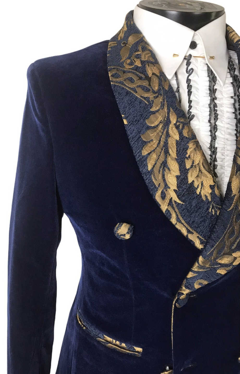 Unique Men Suits 2 Piece Set Jacket Pants Shawl Lapel Jacquard Velvet Wedding Tuxedos Double Breasted Wedding Party Event Groom Tuxedo suit Customized