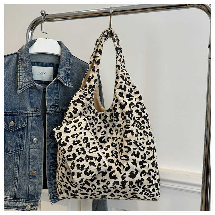 Personalized leopard print casual large capacity 2024 new autumn and winter fashion leopard print two-piece tote shoulder bag