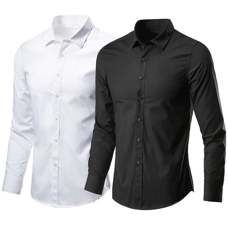 White Shirt Mens Long Sleeve Non Iron Business Dress Slim Fit Korean Professional Working White Casual Suit