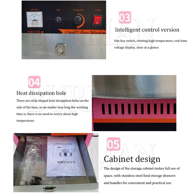 Commercial Sweet Cotton Candy Maker Machine Electric Automatic Marshmallow Flower Fancy Candyfloss Sugar Making