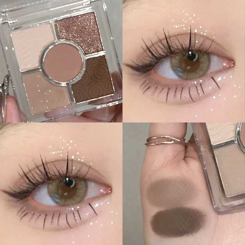 Five color eye shadow palette Earth color matte pearlescent eye shadow waterproof silk bright eye shadow Korean cosmetics W241230