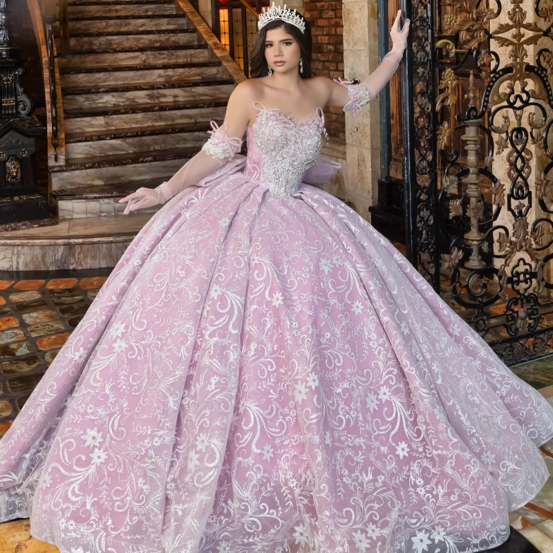 Pink Quinceanera Dresses Ball Gown Off The Shoulder Sequin Applique Lace Beading Bow Tull Party Birthday Sweet 16 Vestido De 15 Anos