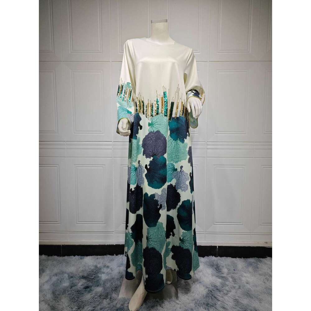 Arab Dubai Muslim Robe Women's Gulbang Festival Bead Embroidered Fashion Dress