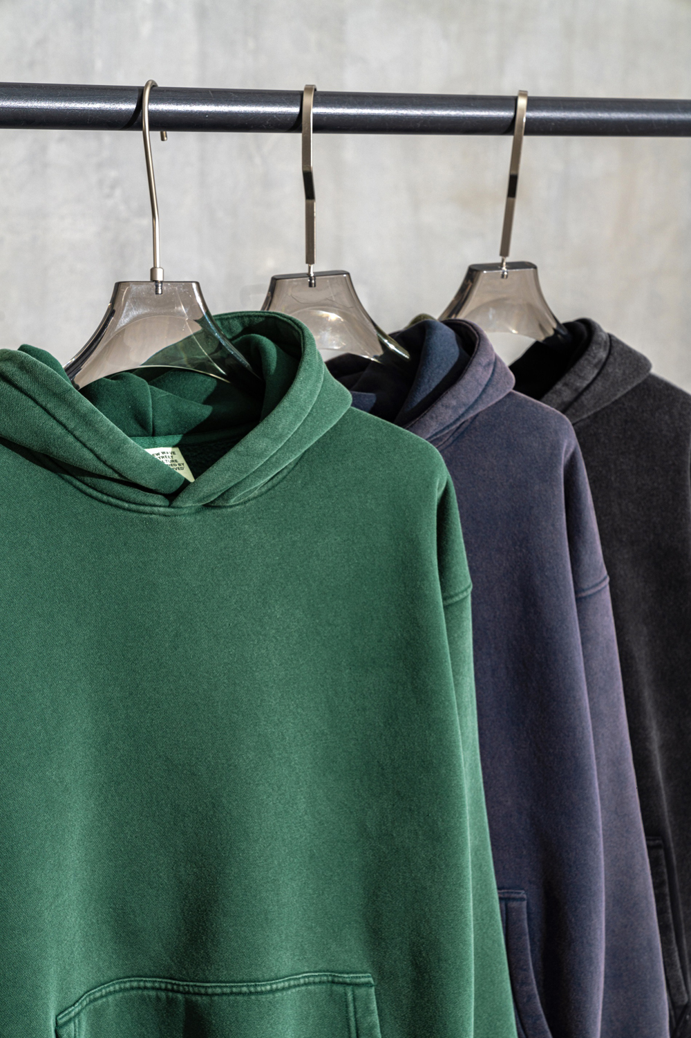 Vintage Washed Green Hoodie Fleece Men Women Hooded