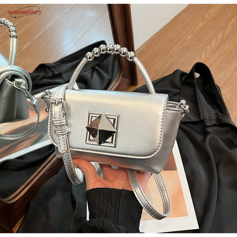 Beading PU Square Hand Fashion Hasp High Quality Compact Versatile Shoulder Bags for Women 2025 Designer Style #36 swissmilitary