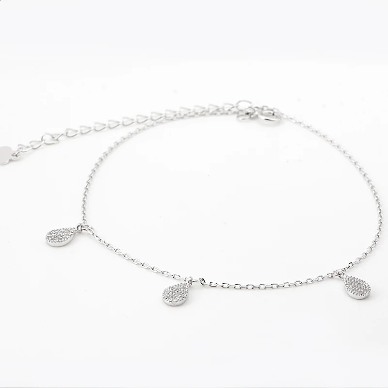 Anklets Bracelet S925 Pure Silver Sandals Beach Chain with Small Zircon Foot Anklets Fine Jewelry for Women Lady 241226