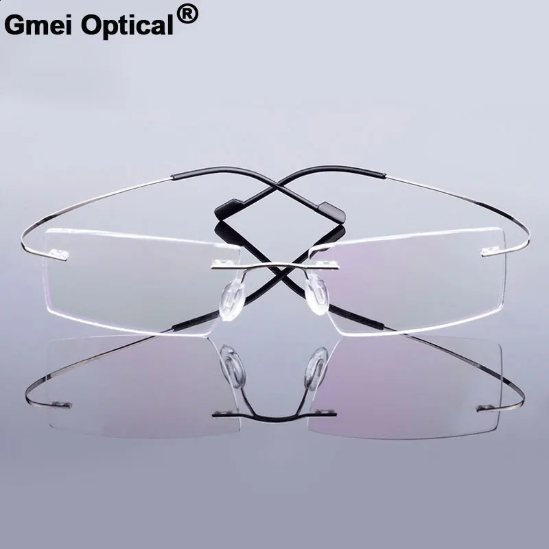 Gmei Optical Fashion Rimless Glasses Frame Memory Alloy Eyeglasses Prescription Ultralight Flexible Frames 9 Colors T8089 241230
