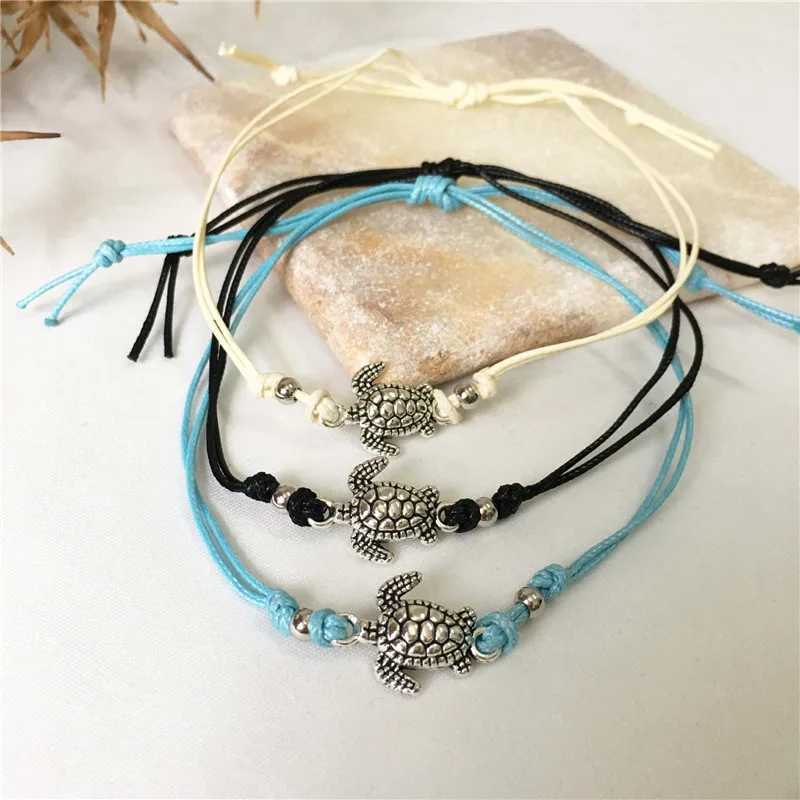 ZRM Fashion Retro Turtle Anklet Dual purpose 3-color Handmade Anklet Beach Leather Rope Anklet Jewelry W241231