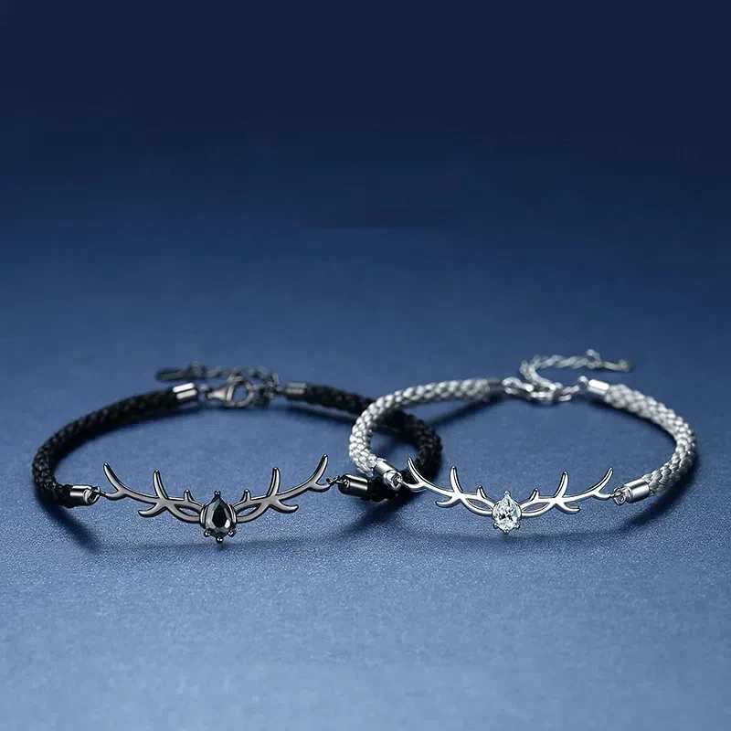 S925 sterling silver bracelet for womens couples original simple deer antler bracelet Christmas gift 925 silver jewelry W241231