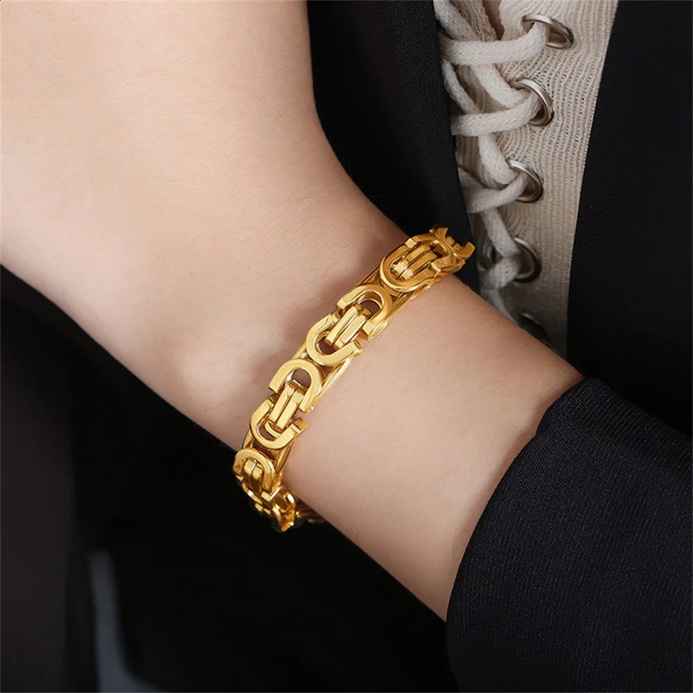 5 Style Men Bracelet 316L Stainless Steel Gold Silver Color Curb Cuban Link Chain Bracelet for Male Hiphop Trendy Jewelry Gift 241230