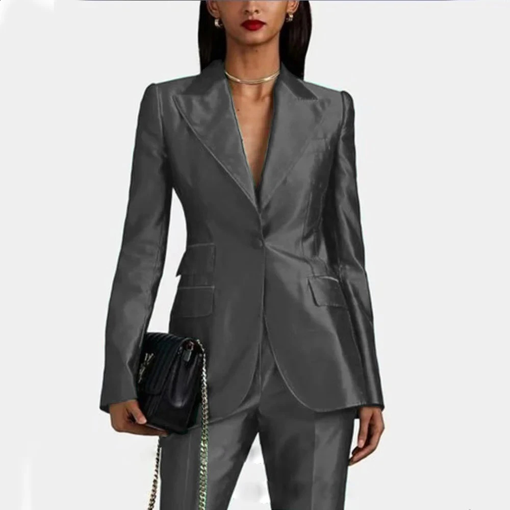 Woman Suit 1 Button Custom Dress Traf Set 2Piece Forged Cloth Slim Fit Birthday Party Blazer Set Evening Dresses Prom Robe 241231