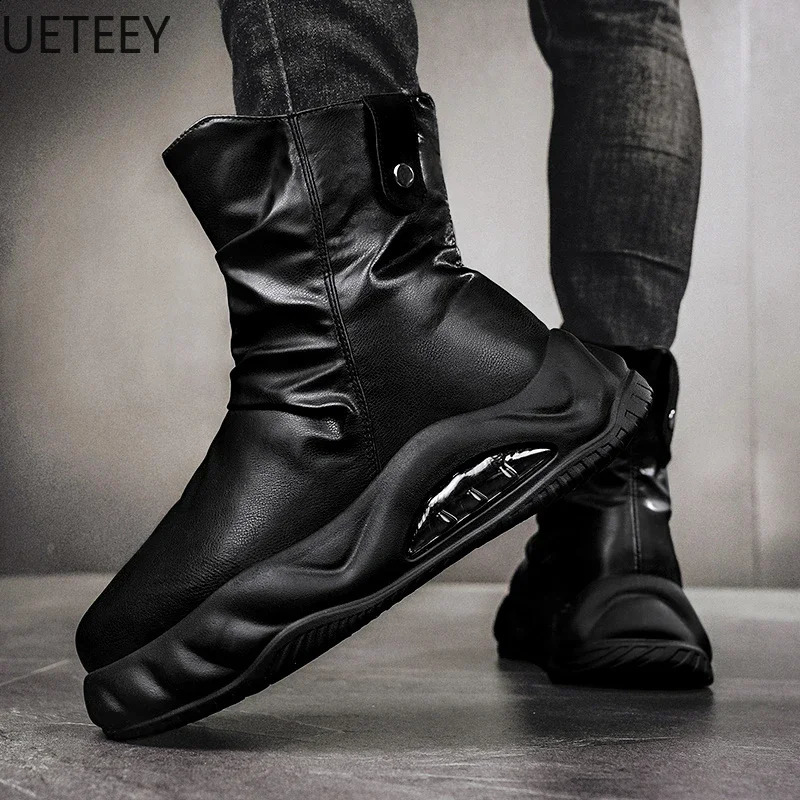 Men Boots High Boot Thickening Lace-up High Tops Hard-wearing Model UETEEY Thick Bottom Fashion Vintage Winter Boot 241231