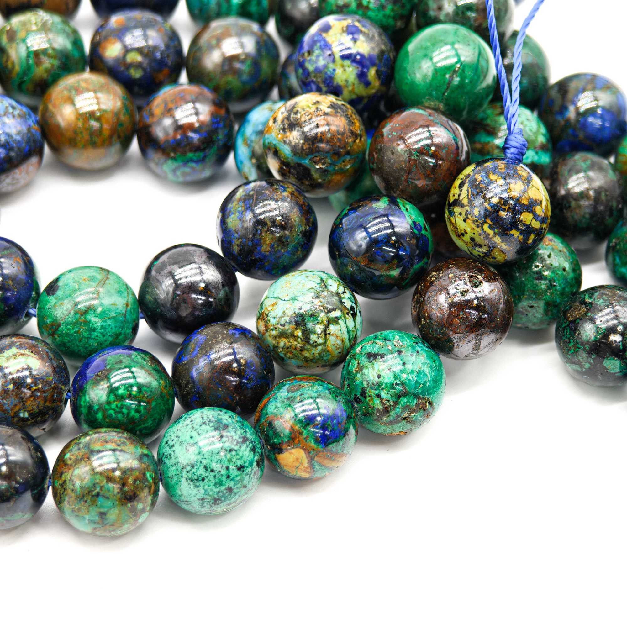 100% natural stone natural phoenix Chrysocolla lis lapis lazuli smooth round loose beads used for jewelry making design DIY W241231