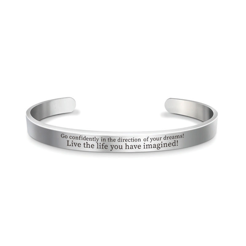Stainless Steel Inspirational Cuff Bangle Bracelet Best Wishes Friendship Bracelet Bangle Personalized Letter Word bracelets for Women Men Lovers Jewe