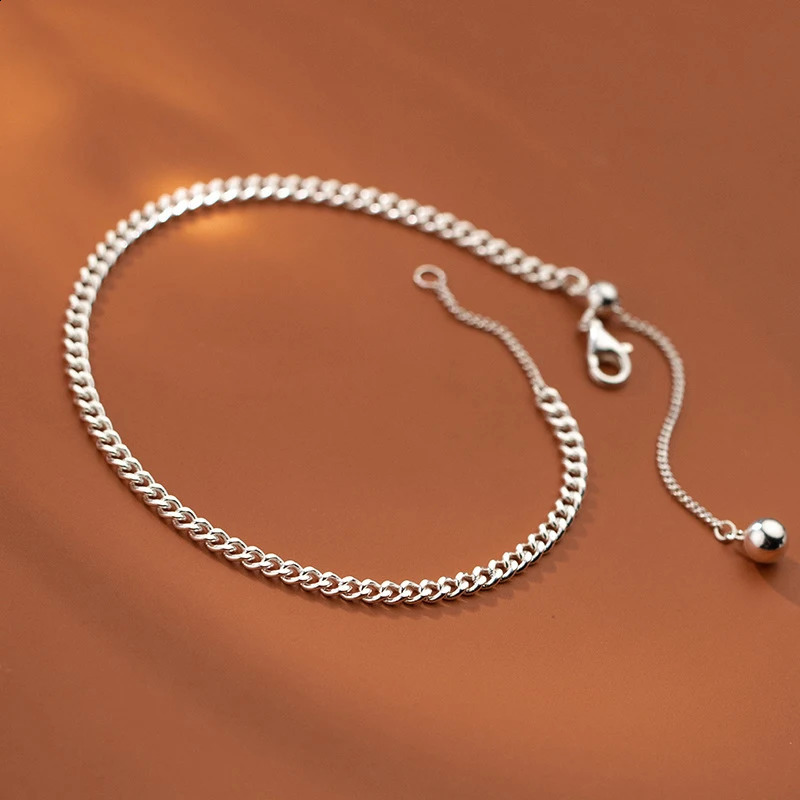 925 Silver Ankle Jewelry Foot Bracelet Chain Women Jewelry On Leg Thai Silver Adjustable Simpl For Anklet Girls Socks Vintage 241226