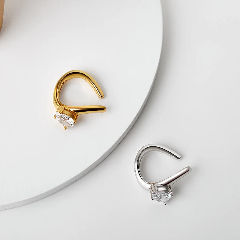 ORSA JEWELS Soild 925 Sterling Silver Circle Earring Cuff Zirconia Buckle Ear No Piercings Cartilage Earclips Accessories 1pcs 241225
