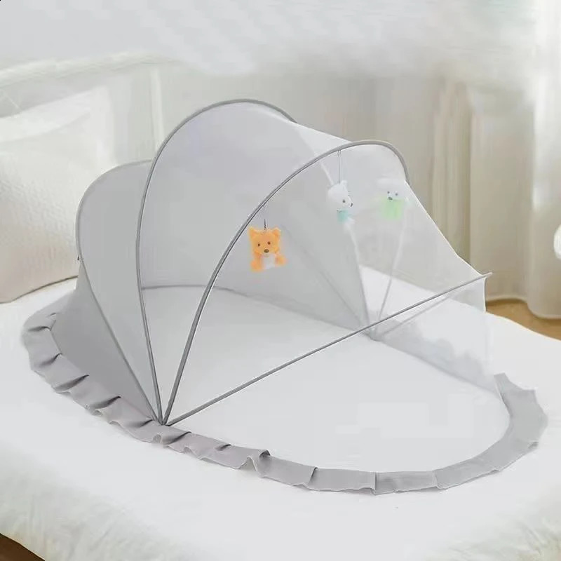 Baby Bed Infant Mosquito Nets Foldable with Cotton Pillows Portable Folding Baby Bedding Crib Netting 241227