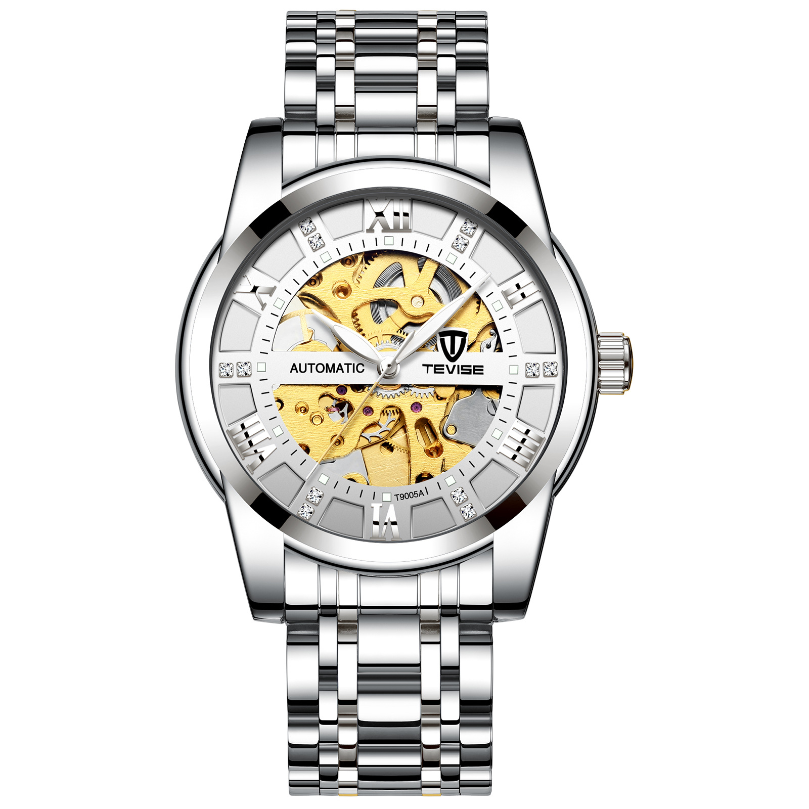 TEVISE Automatic Mechanical Watchs Luminous Hollow Mens Watch Fashionable Mechanical Watch with Multiple Functions and Waterproof T018