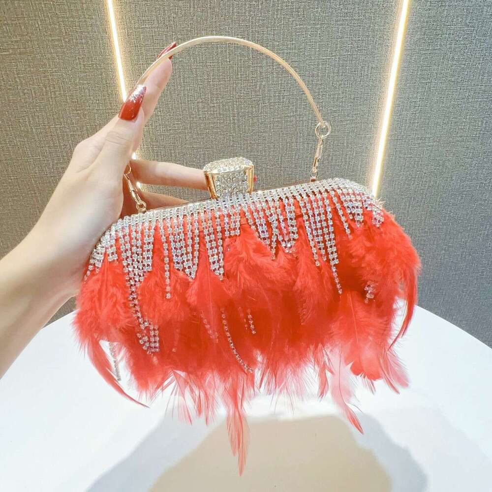 New Hand-Held With Dia Studded Tassel For Evening Wear, Wedding Banquet Bag, One Shoulder Crossbody Dinner Bag