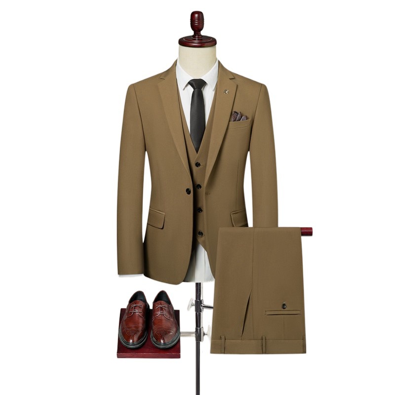 L12312025 Korean style three-piece suit groom wedding dress formal British style business