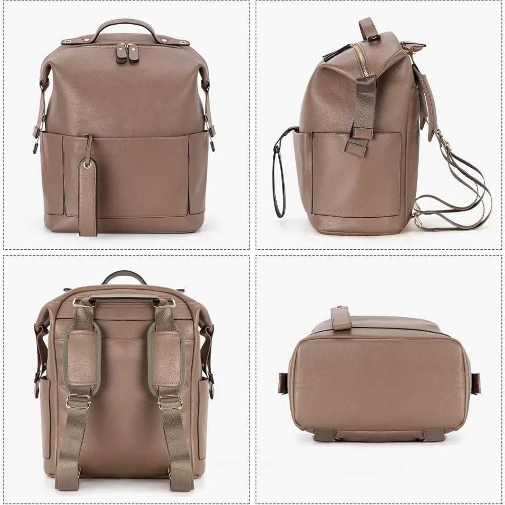 Diaper Bags 1 piece of mom bag Pu leather diaper backpack with replacement pad organizer Nappy bag mom dad backpack H241231