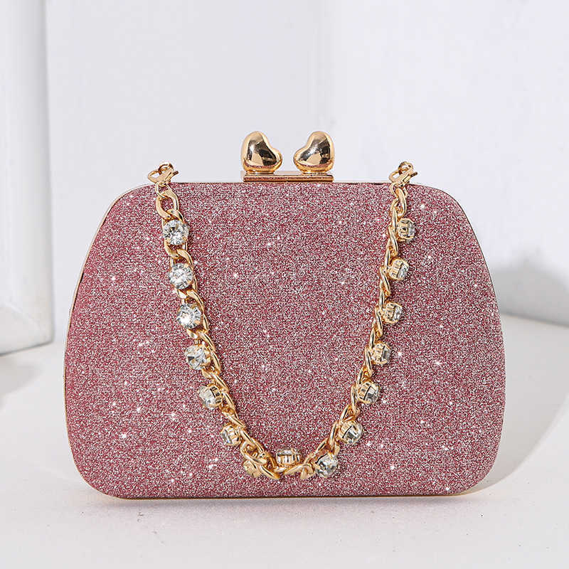 Advanced texture square box style banquet bag, heart-shaped diamond inlaid handbag, socialite banquet handbag, crossbody women's bag 241215