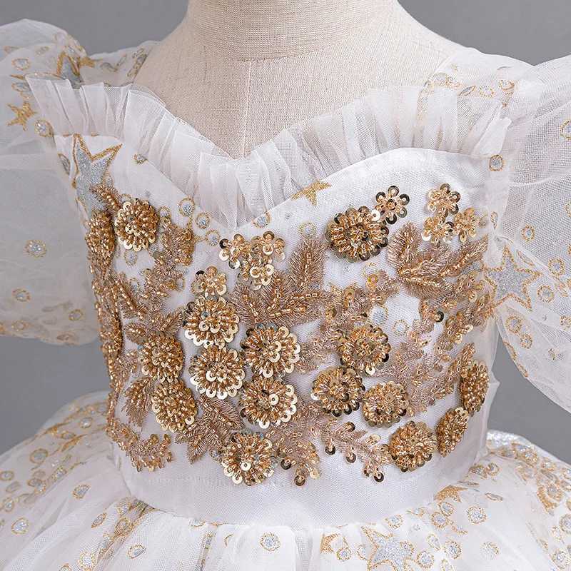 D8905 White Wedding Birthday Dress Lace Tutu Princess Dress Girls Childrens Clothing Childrens Par Girls Clothing W241231