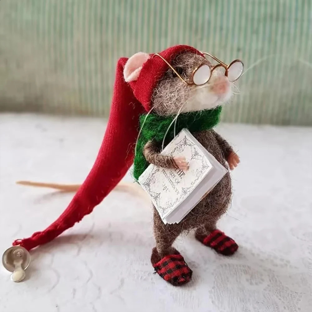 Christmas Needle Felted Mouse Doll DIY Handmade Wool Ornaments Felting Mice Crafts Decorations 241230 - view 5