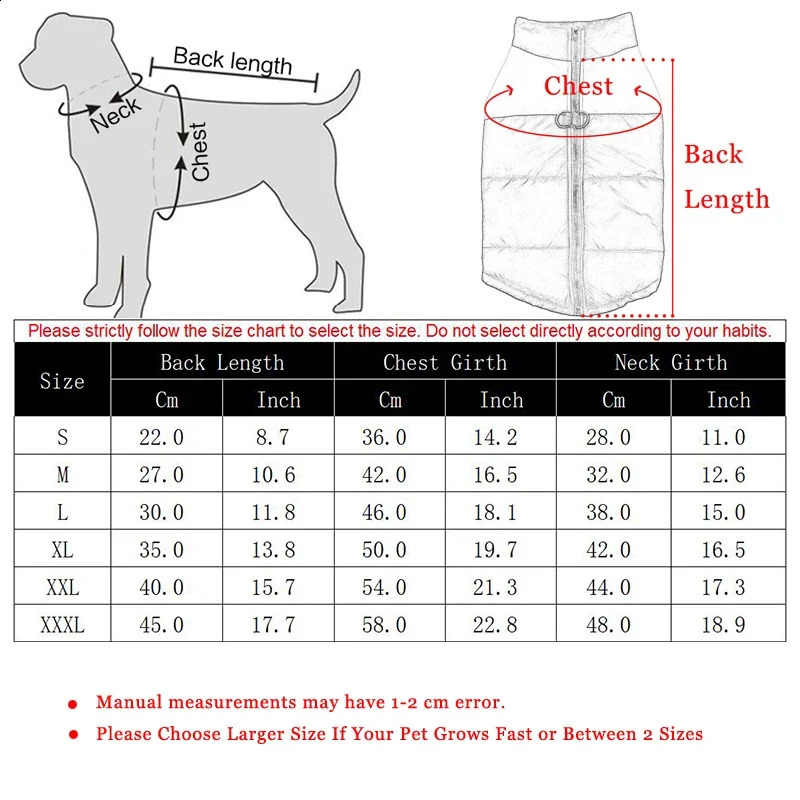Waterproof Puppy Pet Dog Vest Jacket Winter Warm Dog Clothes Coat For Small Medium Large Dogs Chihuahua French Bulldog Clothing 241230