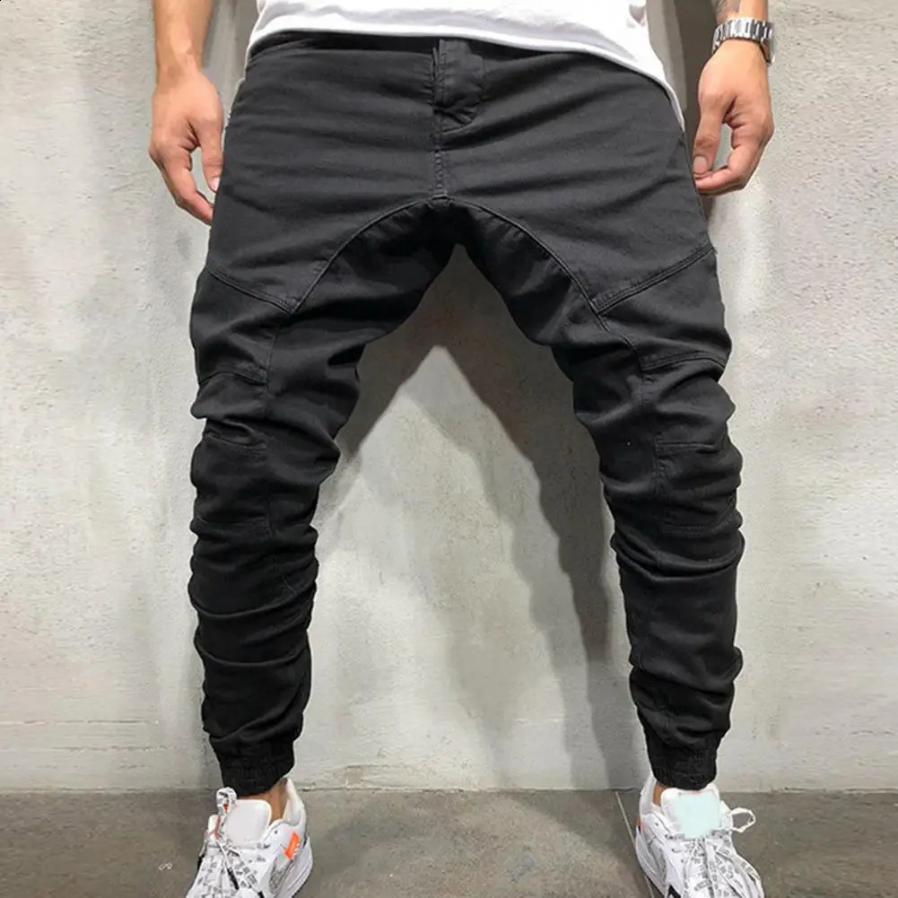 Autumn Camouflage Style Mens Jeans Joggers Sweatpants Cargo Trendy Hip Hop SolidColored Pencil Pants Men Fitness Trousers 241230