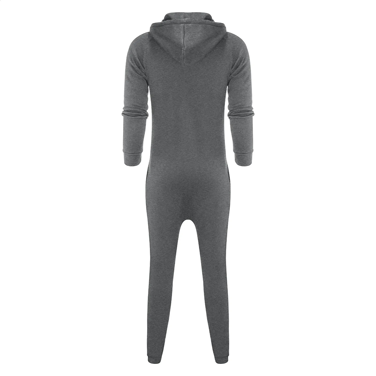 Mens Hooded Jumpsuit 2024 Warm Long Sleeve Zipper Hoodies Tracksuit Plus Size Loose Casual Sportwear Romper Male Suit 241223